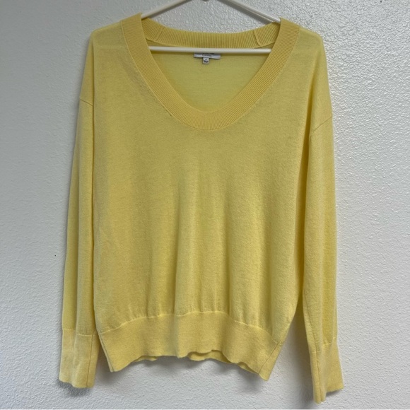 Madewell Cashmere U-Neck Pullover in Iced Lemon Yellow Size Small - Picture 7 of 13